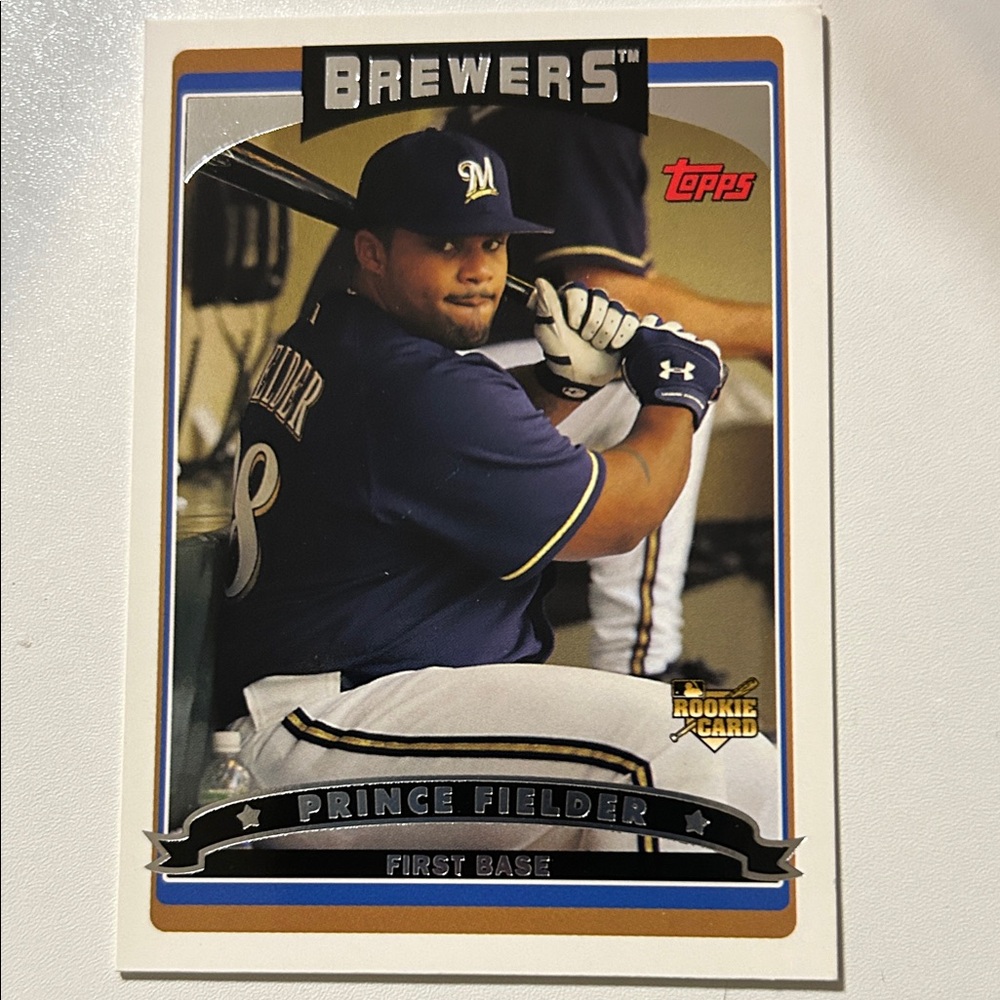 Topps Brewers Baseball Card with Blue and Gold Accents